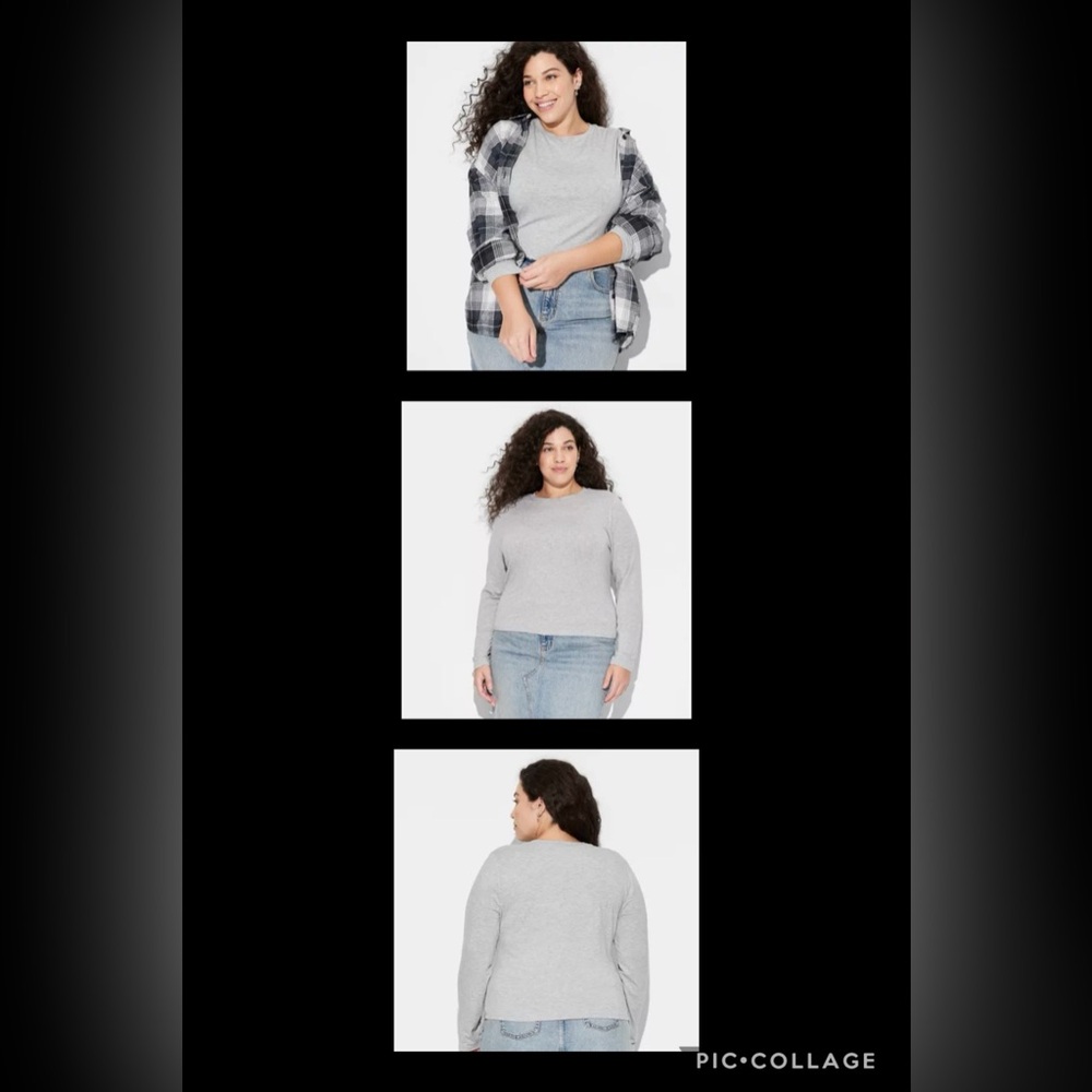 3/$20 NWT Women's Gray Long Sleeve Base Layer T-Shirt - Wild Fable PLUS SIZE 1X